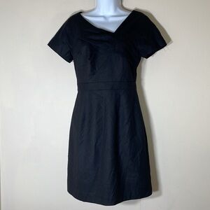NWT. J. Crew 0 Black Wool Blend Ruched Front Sheath Dress.